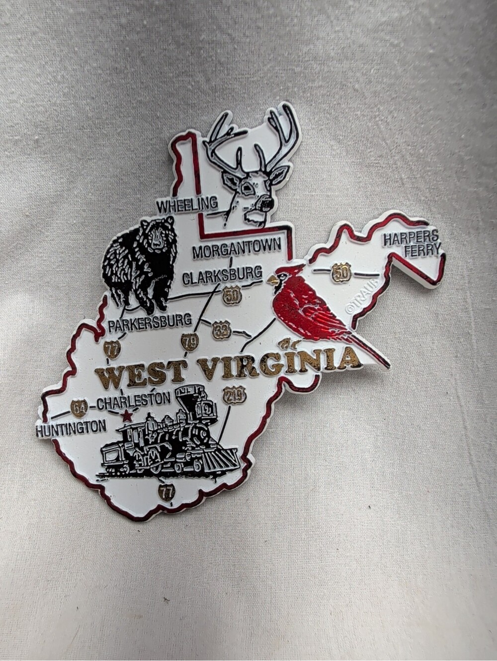 WEST VIRGINIA STATE MAP AND LANDMARKS COLLAGE FRIDGE COLLECTIBLE SOUVENIR MAGNET